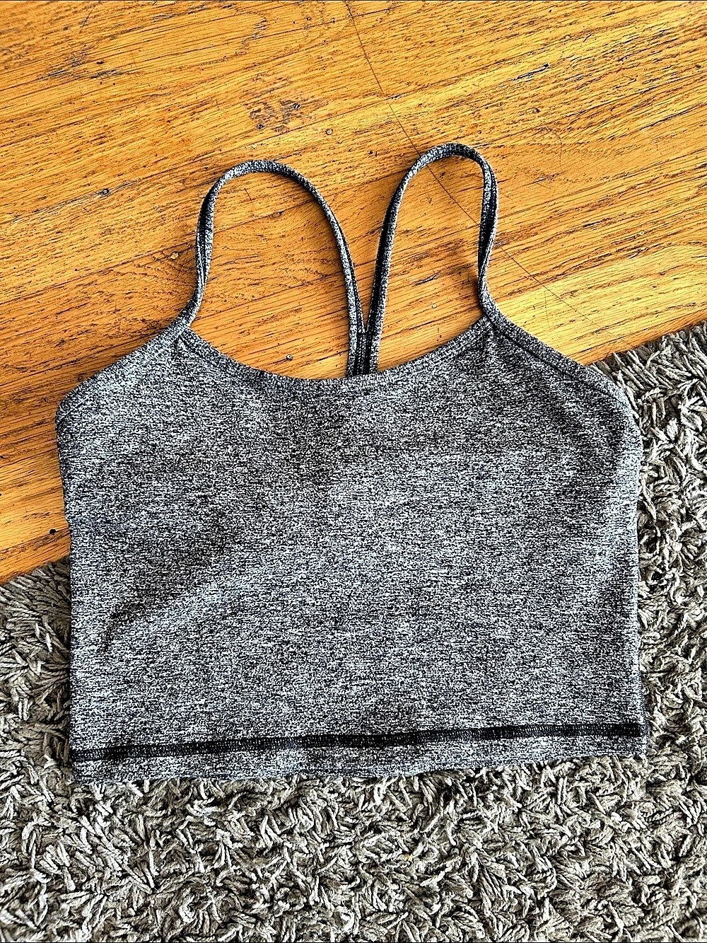 lululemon Power Y Tank Top Gray & Black Athletic Top Size 6